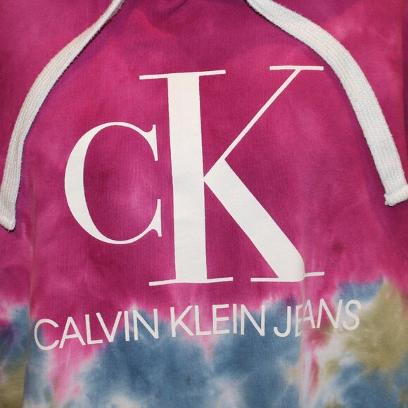 Calvin Klein Jeans Women's HOODIE Pink Blue Green TieDye Size 3X - Picture 2 of 6